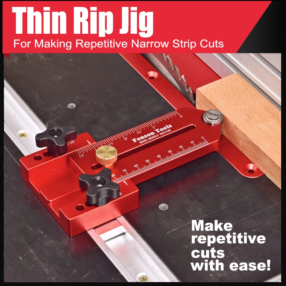 Extended Thin Rip Jig Table Saw Jig Guide for Repeat Narrow Strip Cuts Works with Table Saw Router Table Band Saw