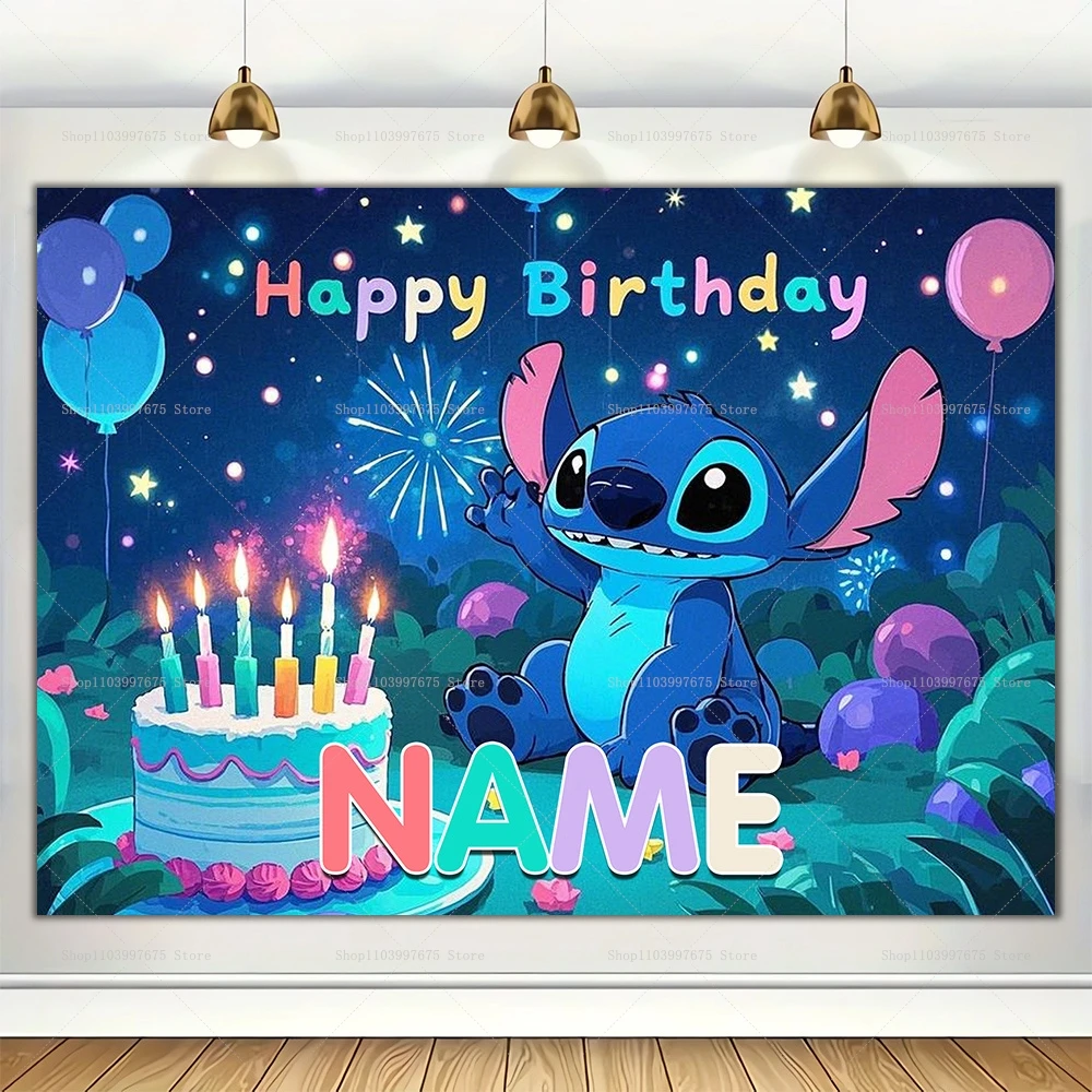 ปรับแต่ง Lilo & Stitch ฉากหลัง Tropical Beach Decor เด็กวันเกิดการถ่ายภาพพื้นหลัง Baby Shower BANNER Booth Props