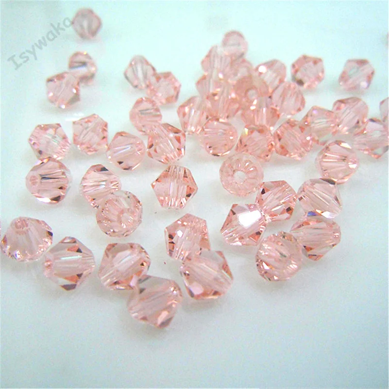 Isywaka Sale Pink Color 6mm 48PCS Bicone Austria Crystal Beads charm Glass Beads Loose Spacer Bead for DIY Jewelry Making