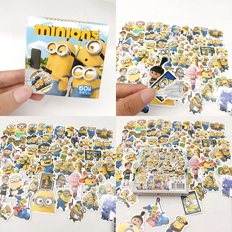 60pcs Minions Classic Stickers Anime Characters Wardrobe Laptop Luggage Personalized DIY Graffiti Stickers Waterproof Stickers