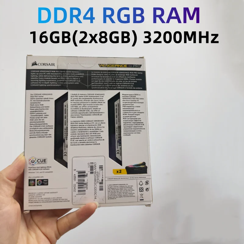 CORSAIR PC4 RGB RAM 16GB KIT(2x8GB) 3200MHz 4266mhz 1.35V Intel XMP 2.0 DDR4 VENGEANCE RGB PRO ذاكرة سطح المكتب