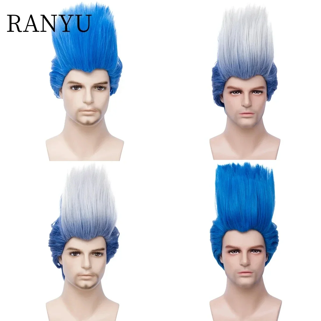 Wig Blue Short Synthetic Role Play Wig Heat Resistant Fiber Headgear