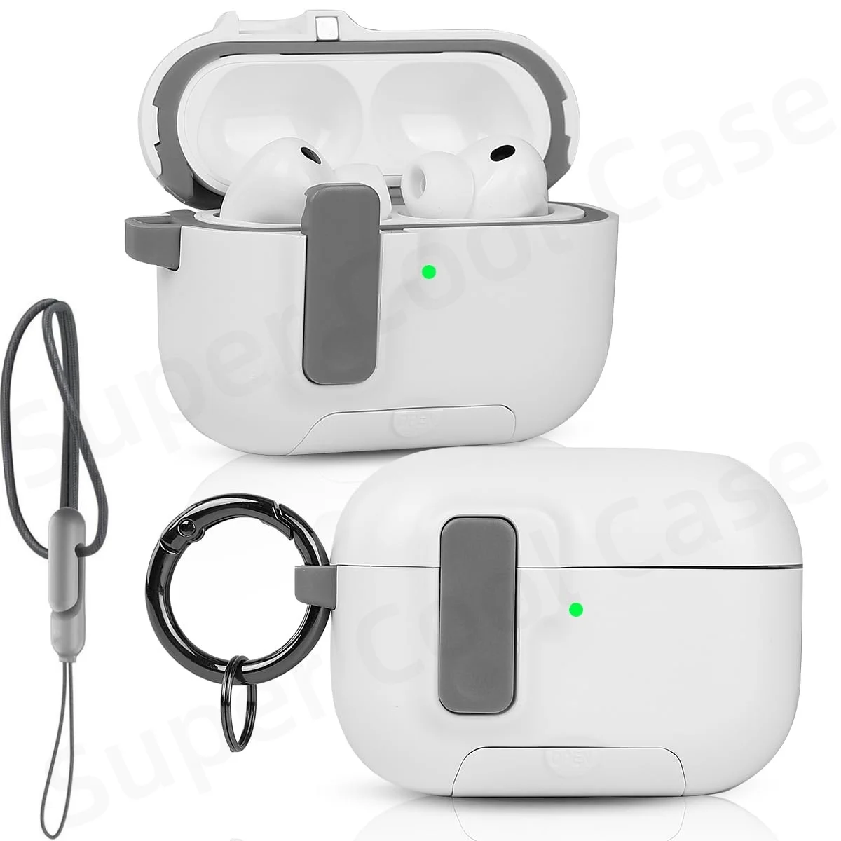 2025 für AirPods Pro 3 Hülle mit Secure Lock & Lanyard für AirPods Pro3 Hülle Schutzhülle mit Telefonständer für AirPods Pro 3 – Detail 13