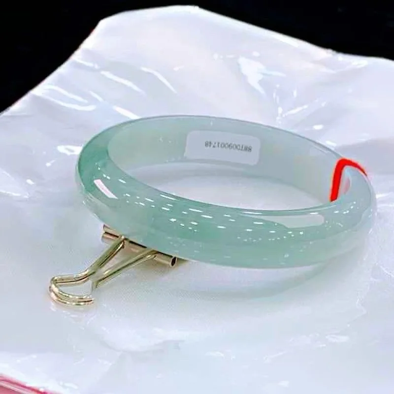 Myanmar , Natural Ice Jadeite for Women, Light Green Jade Bracelet, Girl's Style, Noble Lady Brace view 3