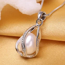 New Arrival Women Natural Round Pearl Shell Cross Punk Pendant Female Luxury Sterling Silver Pearl Neck Charm Bursztyn Naturalny