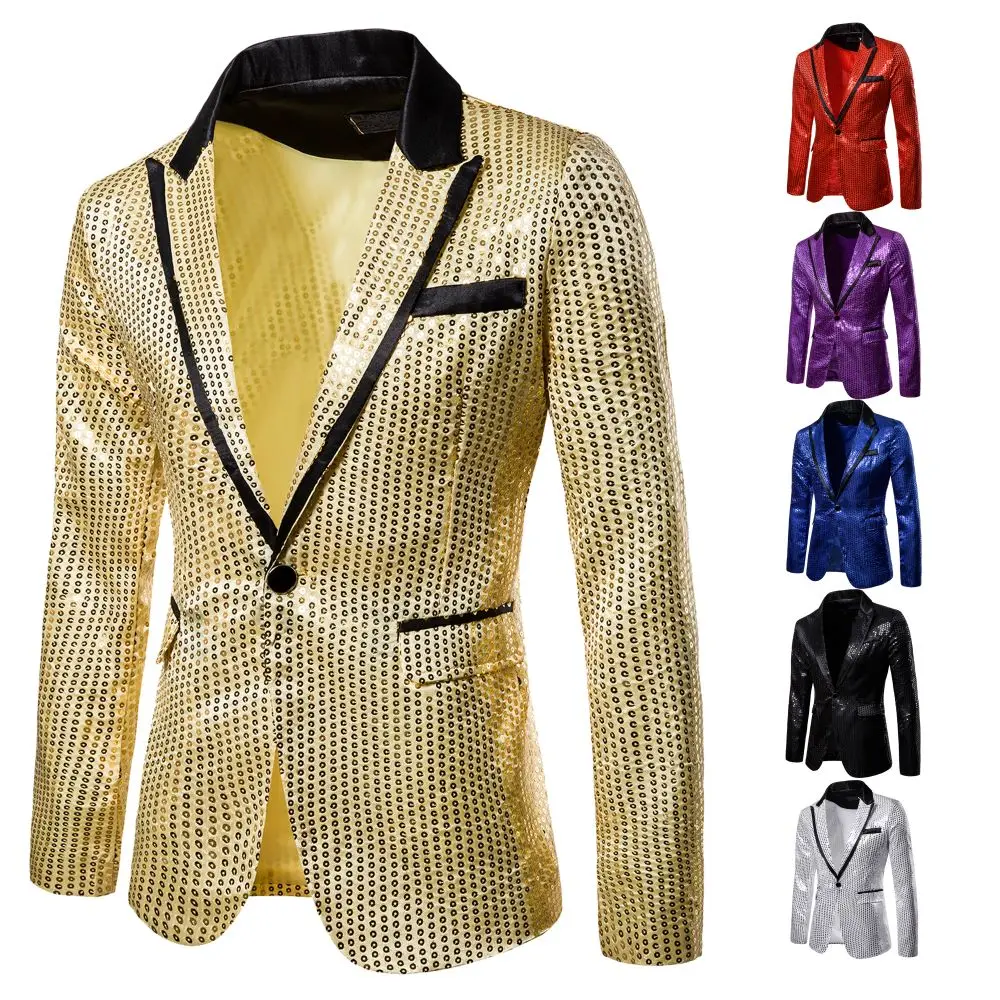 Men\'s Blazer Round Sequin Boutique Casual Men\'s Jacket Wedding Stage Performance Bar Nightclub Host Street Artist Men\'s Suit