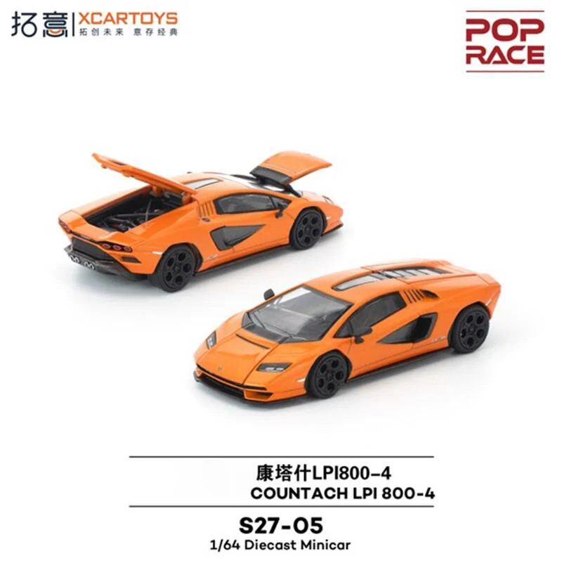

(Предварительный заказ) Xcartoys x POP RACE 1:64 Countach LPI 800-4 Arancia Atlas Orange Литая под давлением модель коллекционной машины