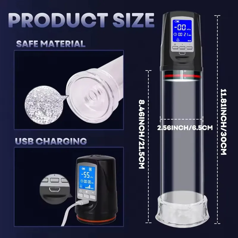 جديد مضخة القضيب مضخة تفريغ الانتصاب الكهربائية USB قابلة للشحن التلقائي القضيب توسيع القضيب موسع الذكور المكبر لعبة الجنس