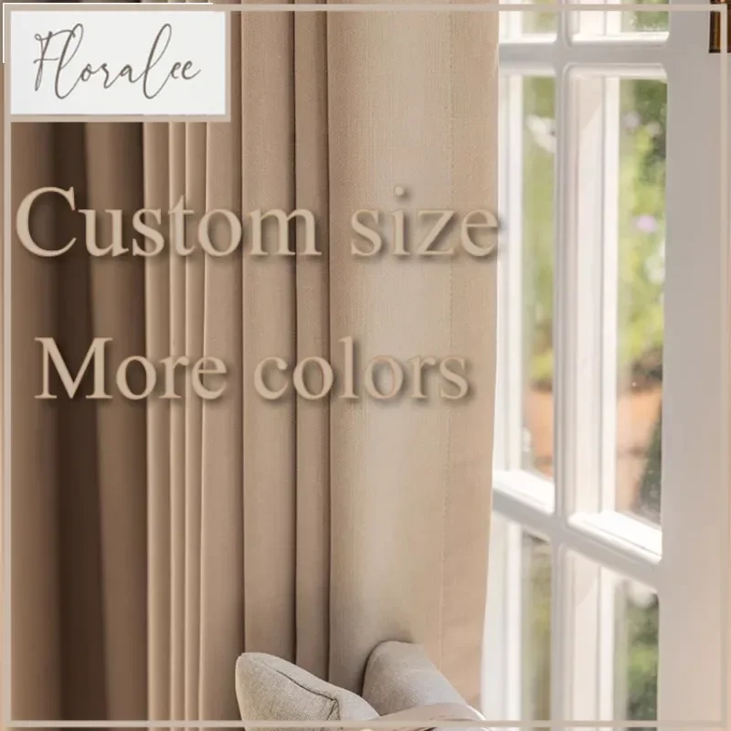 

Cream Velvet Chenille Curtains For Living Room Bedroom Dining Luxury Simple Nature Vertically Khaki Custom Size White Tulle