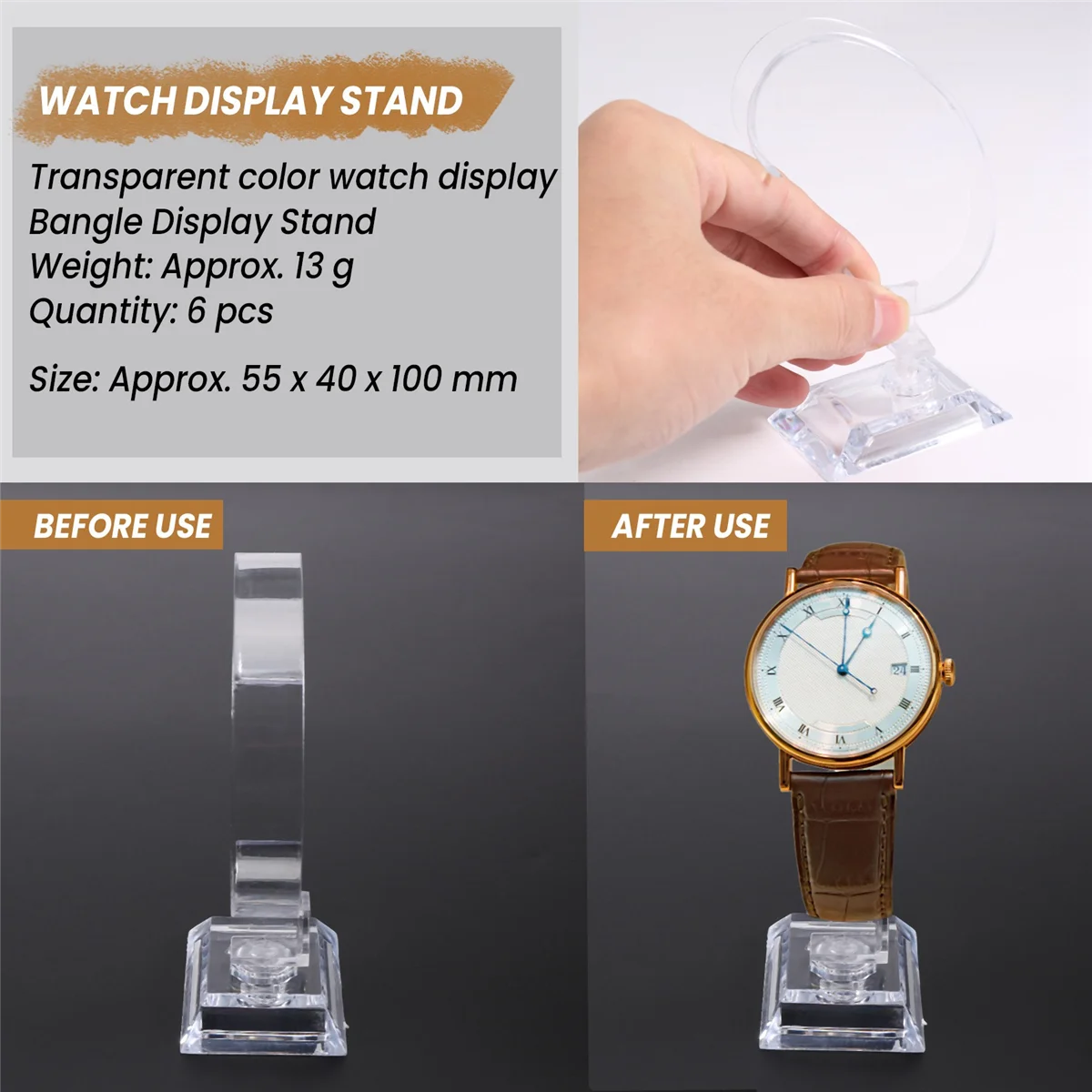 A06R 6 x Plastic Jewelry Bangle Cuff Bracelet Watch Display Stand Holder