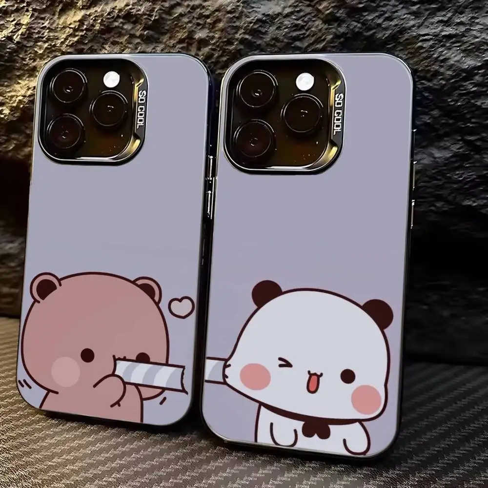 

Cute Bubu Dudu Cartoon Couple Phone Case For iPhone 17,16,15,14,13,12,11 Plus,Pro Max,XS,Colorful Silver Black Cover