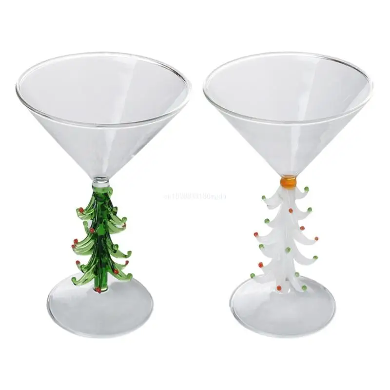 Unique Christmas Tree Shaped Glass for Cocktails and Beverages Martinis Drinkware Transparent Beverage Drinking Cup Dropship