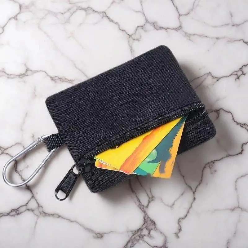 Wasserdichte Leichte Oxford Mini Taktische Tasche mit Karabiner, Reißverschluss, Schlüsselhalter, Münz- und Kartenfach, Outdoor-Wandertasche, Herren-Geldbörse – Detail 2
