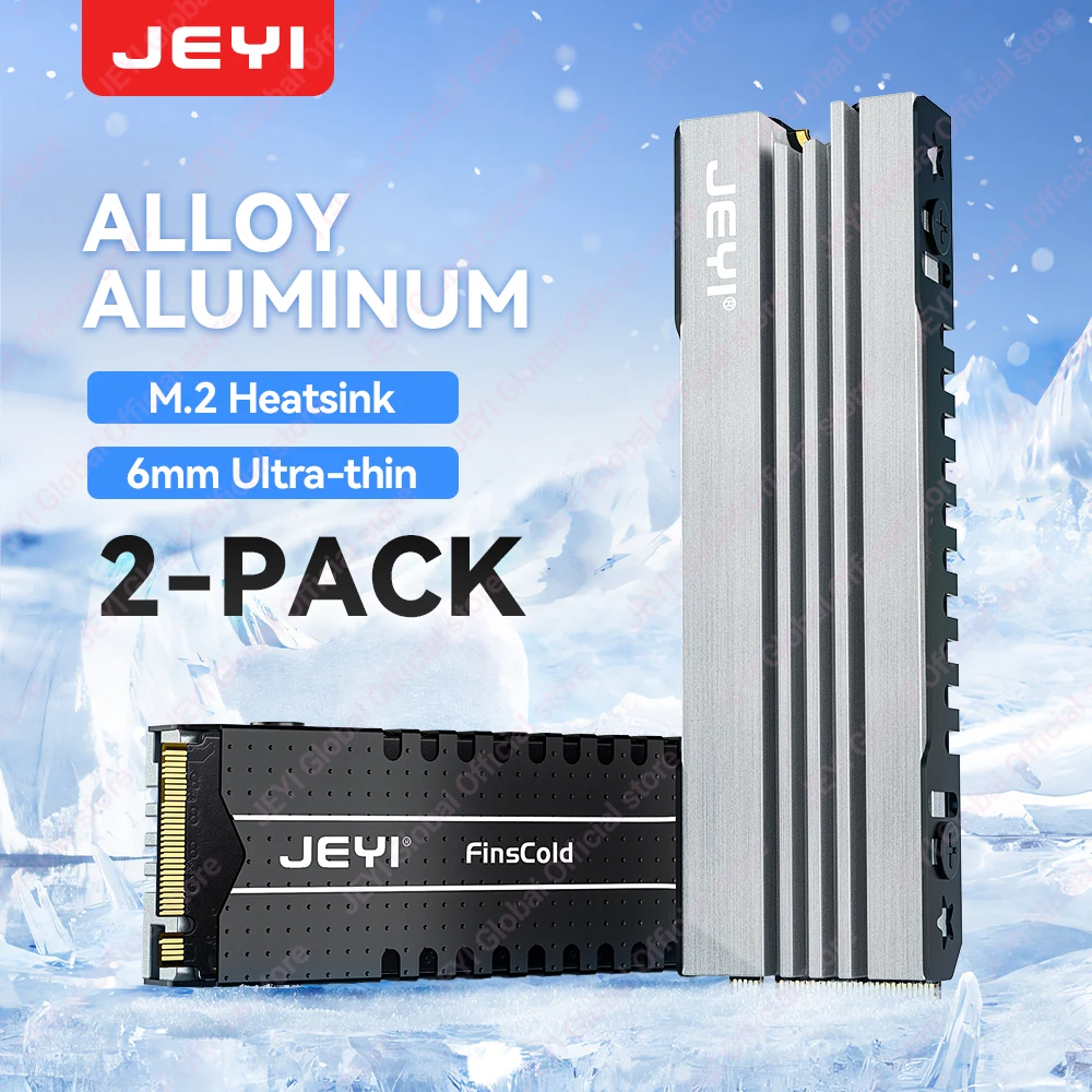 

JEYI M.2 SSD（2-pc）Aluminum Alloy Ultra-Thin 6mm Heat Sink 237W/(M·K) High Thermal Conductivity Suitable For Pc/PS5/Laptop/ITX