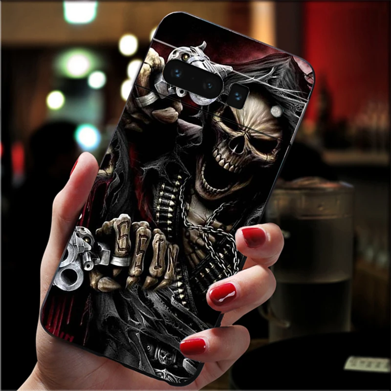 حافظة لهاتف جوجل بيكسل 10 برو XL 9 برو XL 8 7 6 برو 9A 8A 7A 6A بكسل 8 7 6 5 غريم ريبر هيكل جمجمة #6