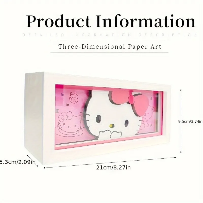 Kawaii Anime Sanrio Kuromi Hello Kitty Cinnamoroll Wood Light Box 3D Shadow Lamp and Night Light Room Decoration for Night Event