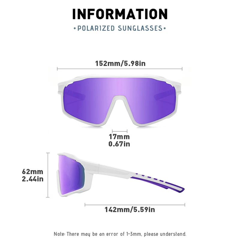 VCKA Men's Sports Myopia Sunglasses Women Outdoor Riding Polarized Eyewear Driving Custom Prescription Glasses -0.50 to -6.0