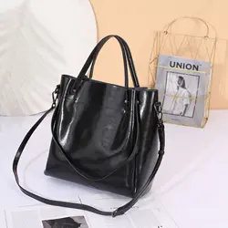 One-shoulder Large Casual Tote Fashion Messenger Cowhide Leather Women's Bag Large-capacity Ladies Handbag Bucket High Quality