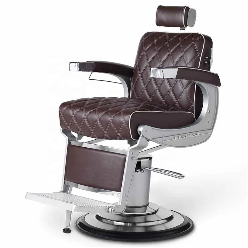 Hydraulic Reclining All Purpose Chair Salon Hair Styling Chair Brown Barber Chair