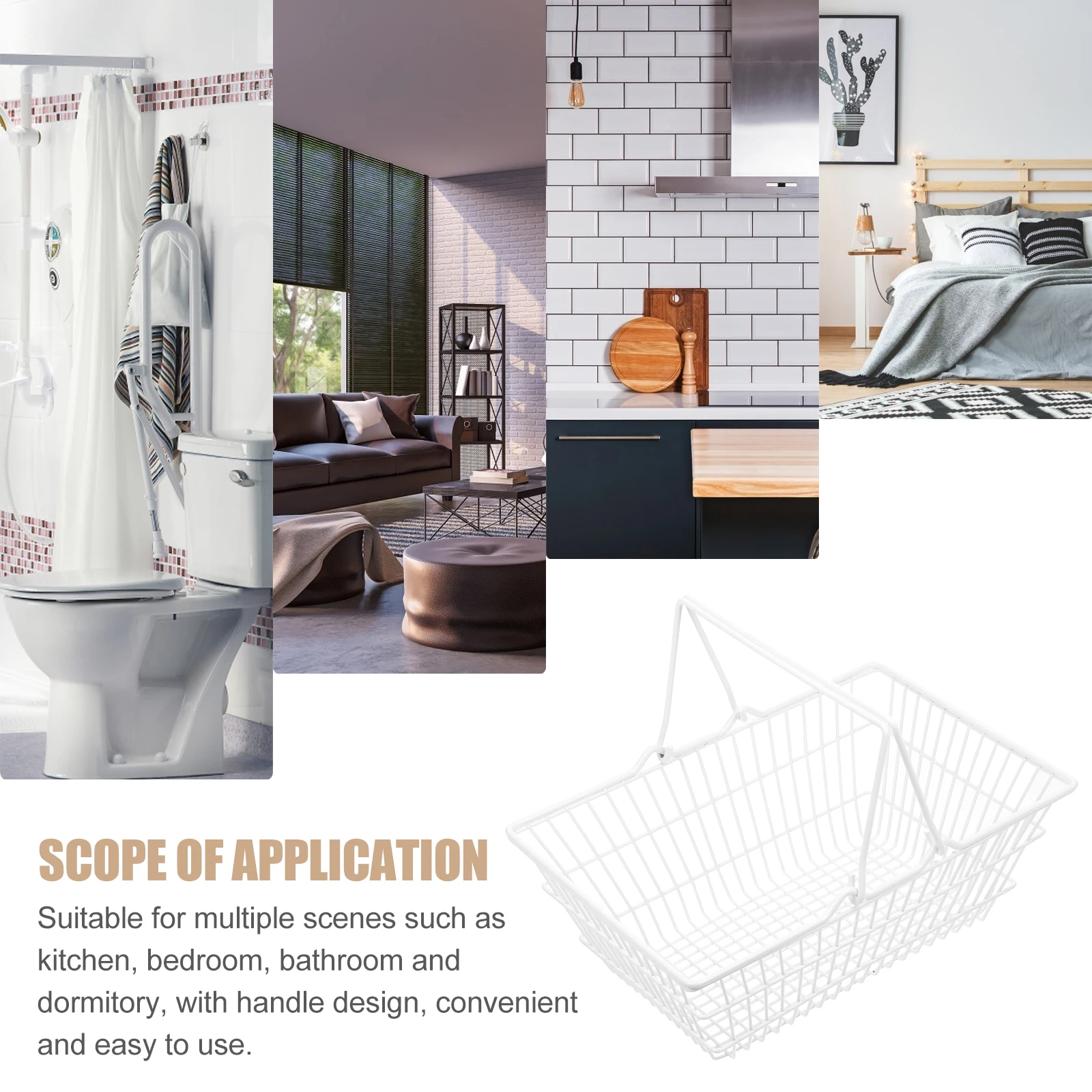 Shopping Basket Wicker Stackable Storage Baskets Collapsible Small Produce Metal