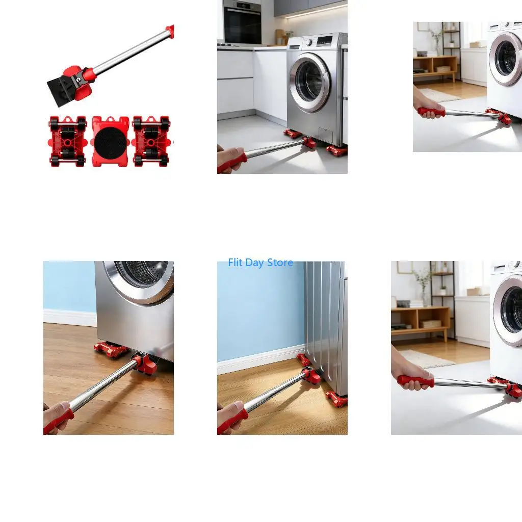 F92C Furniture Mover Transport Lifter 360 Degree Rotation with Universal Wheel Heavy Stuffs Moving Wheel Roller Bar Hand Tool