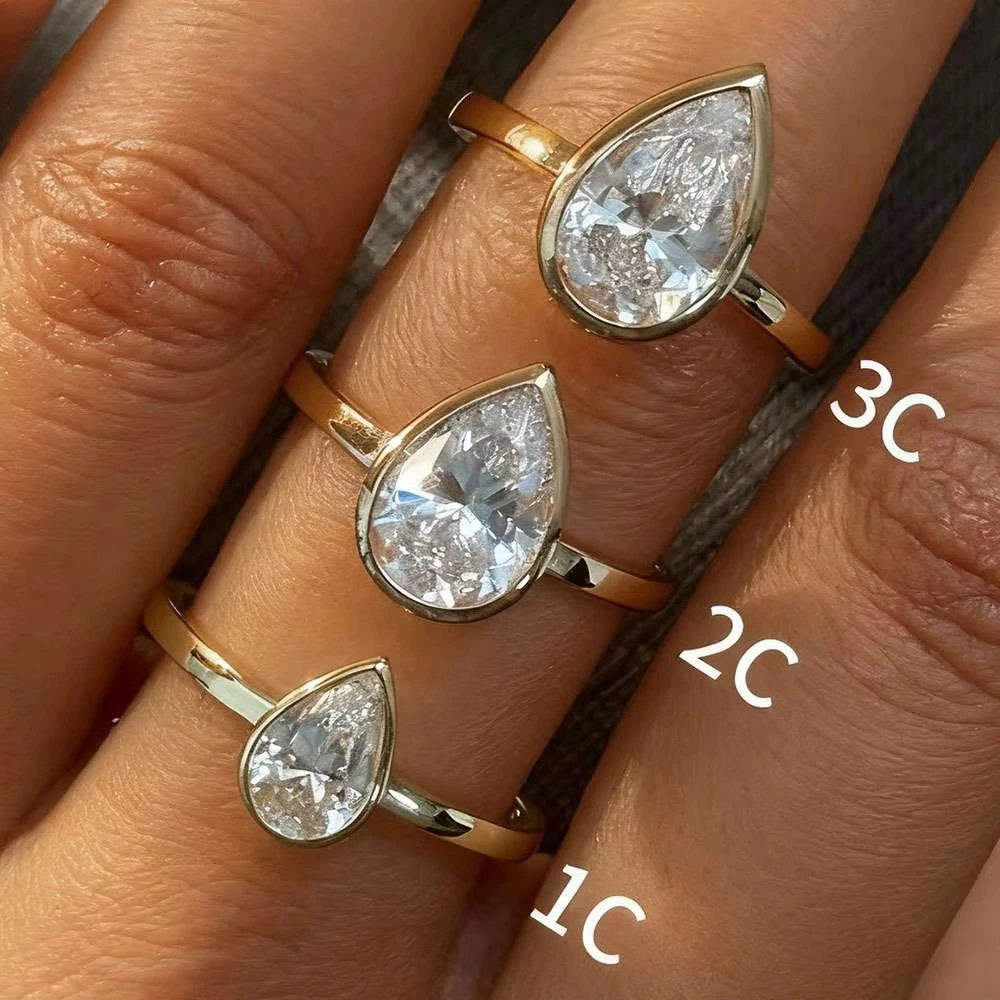 Yaranyan 100% 925 Sterling Silver D Color 3 CT Pear Cut GRA Real Moissanite Diamonds Gemstone Rings Fine Jewelry Wedding Band
