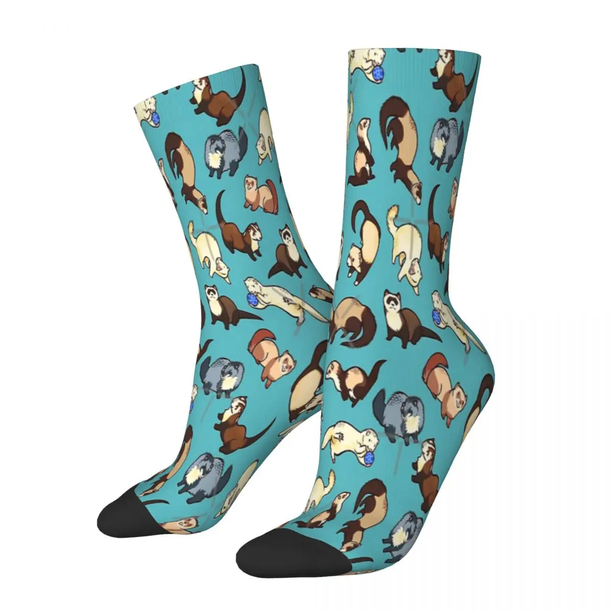 Chaussettes respirantes unisexes, serpent de chat en bleu, bas tendance de la mode, impression 3D, cadeaux