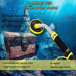 PI750 Fully Waterproof Metal Detector Gold Digger Kit 100feet/30m Underwater Diving Ocean Lake High Sensitivity Pulse Induction