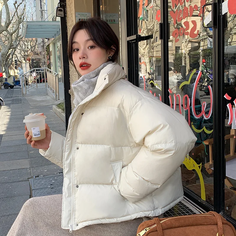 

Short down jacket for women 2024 new winter Korean version white duck down versatile warm stand up collar design, niche jacket