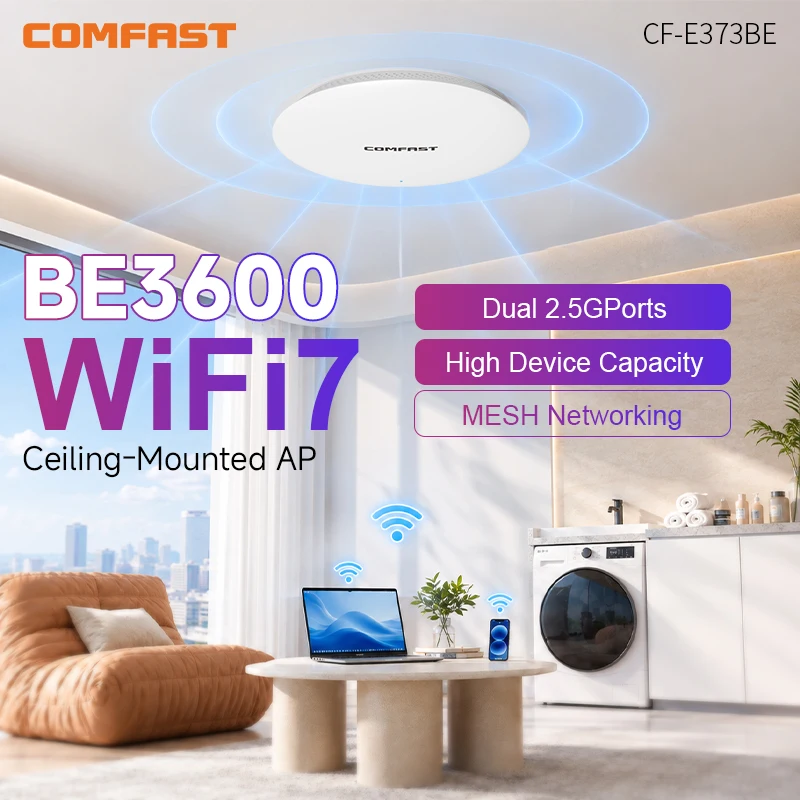 COMFAST BE3500 WiFi7 Access Point Dual-Band Ceiling AP 5G Repeater Gigabit Wireless Router Signal Booster Mesh Extender
