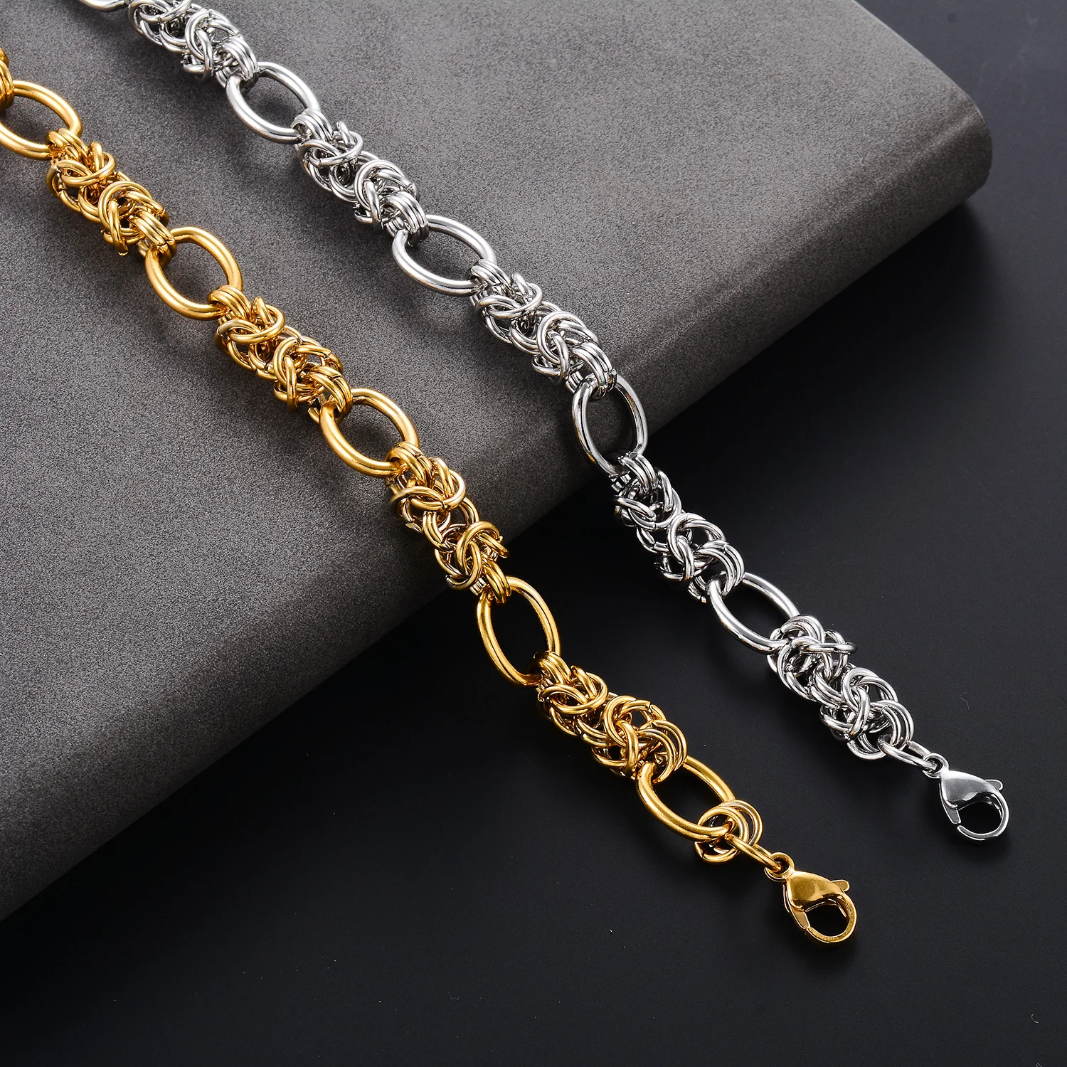 Punk-Gothic-Knoten-Link-Armbänder aus Edelstahl, 10 mm, Hip-Hop-Armreif für Männer, großer schwerer Schmuck, Zubehör für die Schmuckherstellung – Detail 7