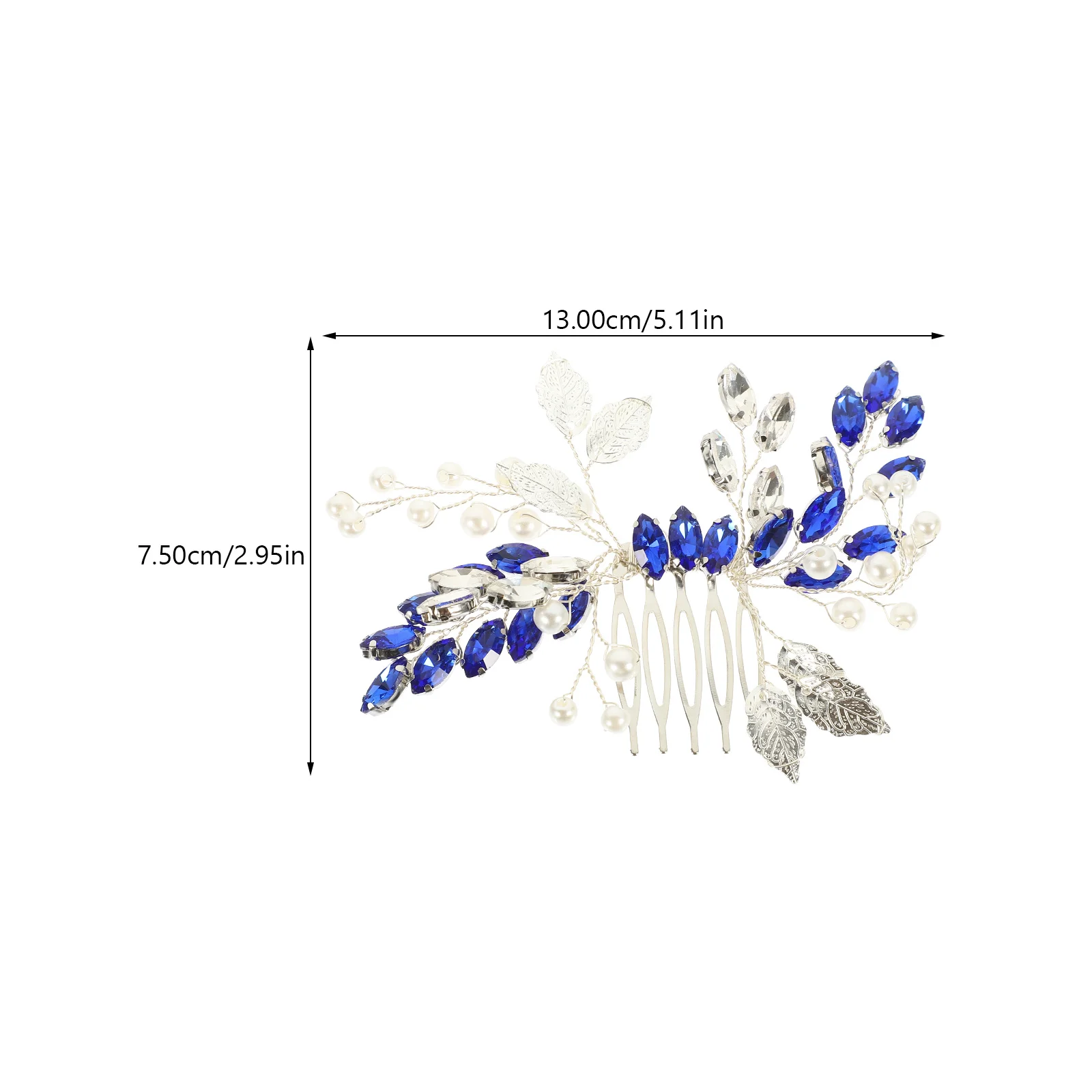 2 pcs Blue Rhinestone Leaf Hair Comb Bridal Wedding Side Comb For Women Crystal Bride Accessories Metal Hair Styling Tool