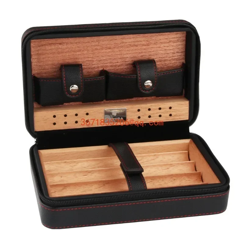 Cedar Wood Cigar Moisturizer Travel Cigar Leather Case Portable Storage HC-60