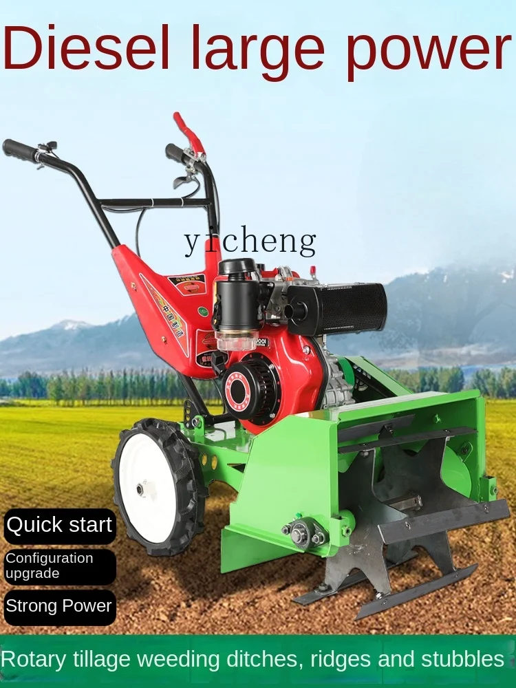 Zk Tractor Agricultural Four-Wheel Drive Mini-Tiller Diesel Rotary Tiller Large Flood and Drought Dual-Use Cultivation Machine