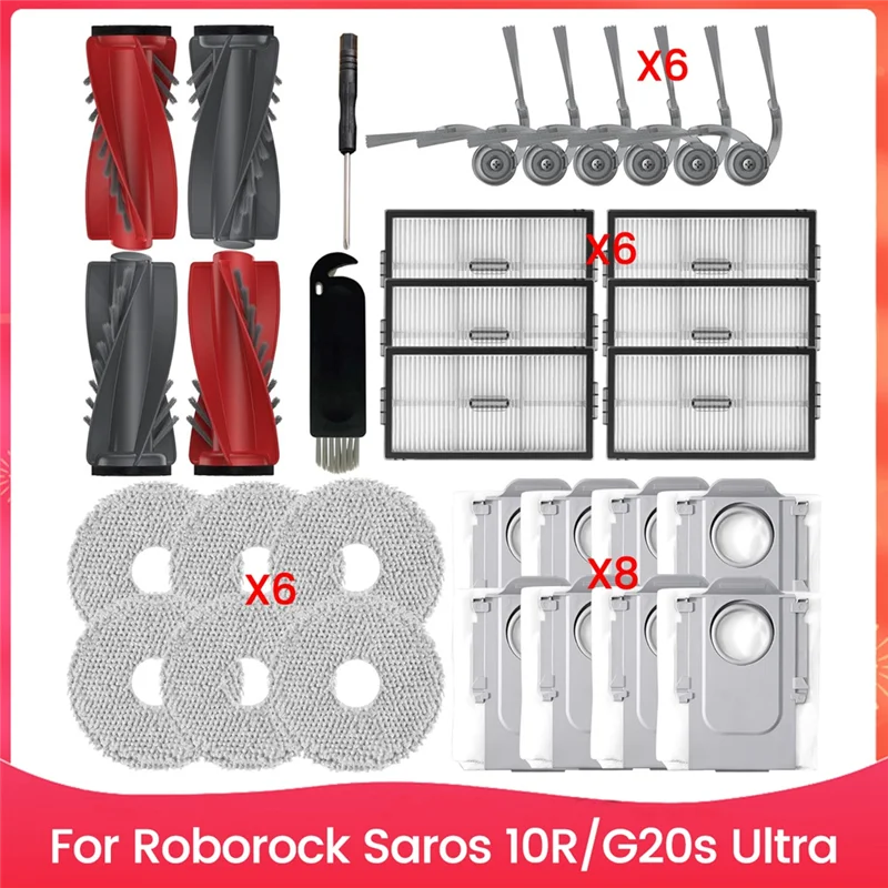 WHYY-vervangende accessoireset Forroborock Saros 10R, G20s Ultra robotstofzuiger Hoofdzijborstel HEPA-filters Mopzakken