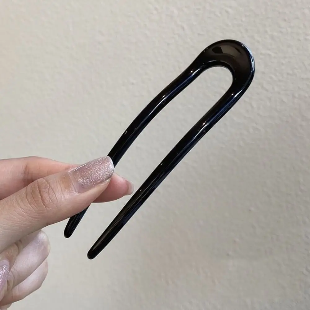 Retro PVC New Chinese Style Hairpin Chinese Style U-shaped Design U-shaped Hairpin Multi-color Hair Comb Female