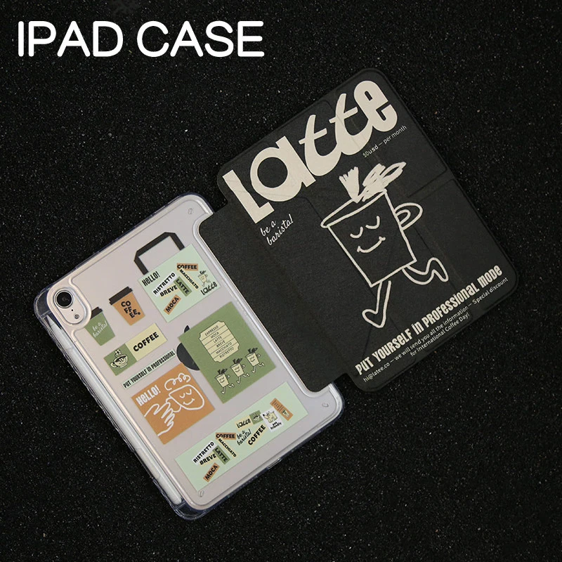 

Cute Coffee Latte Pattern For iPad Pro 11 M2 M3 M4 M5 A16 2025 Air 4 5 6 7 12.9/13/9.7/10.2/10.5/9.7in 5th 6th 7/8/9 10th 11th