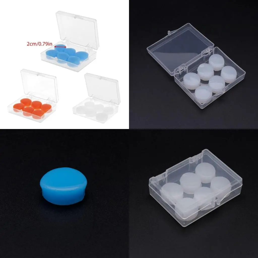 Silicone Earplugs Set of 6 Sound Blocking Lound Noise Waterproof for Women Men Reading Book in Public Supplies