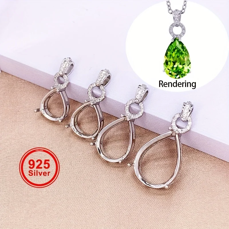 

1pc s925 pure silver multi-size teardrop pendant setting, suitable for DIY jewelry handcrafting necklaces