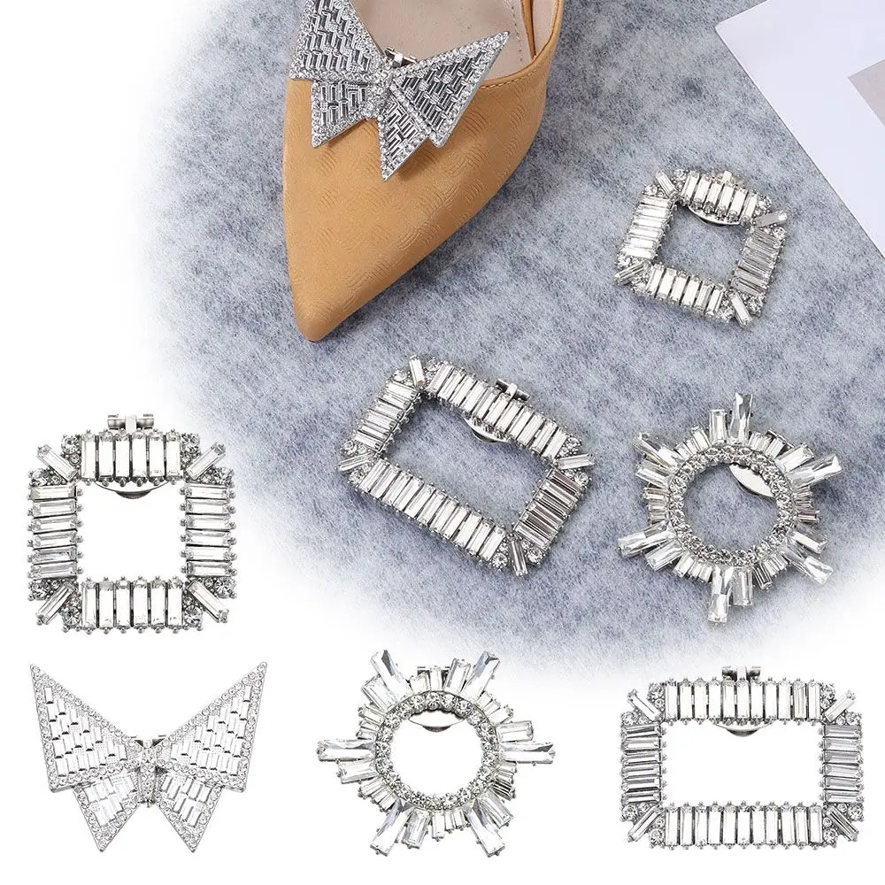 1PC Rhinestone Bride High Heel Butterfly Clamp Shoe Decorations Clip Charm Buckle Shiny Clips