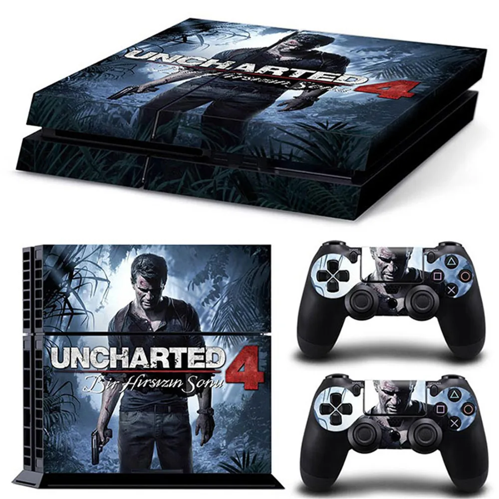 uncharted 4 new design controller vinyl skin sticker for ps4 Decal Skin Cover For PS4 Console + 2pcs Controller Protection Skins