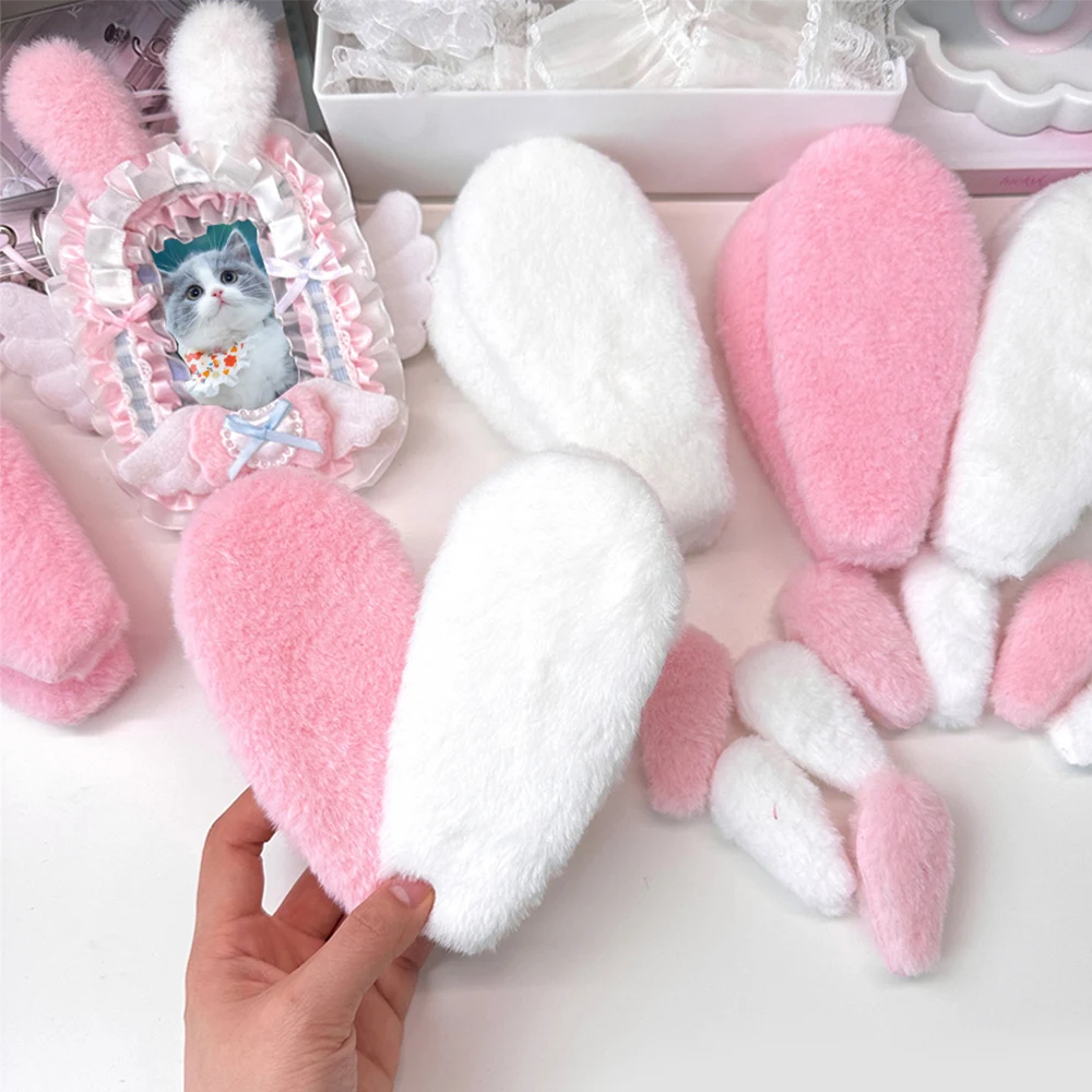 Diy Plush Ear Card Sleeves Rabbit Ears Decorative Plush Angel Wings Card Cover Decoration Accessories Handmade Plush Accessories