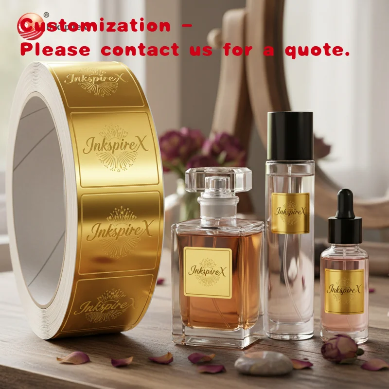 custom.Luxury Personalized Adhesive Goldembossed Luxury Aluminium Label Design Waterproof Sticker Metal Parfum