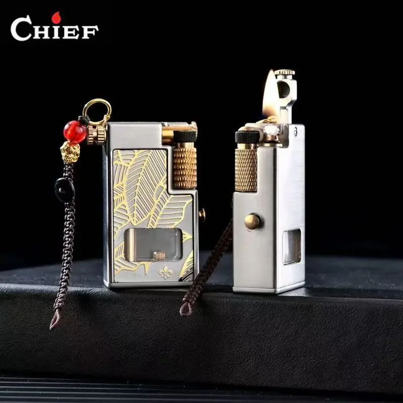 

CHIEF Ретро подъемная лампа, масляная зажигалка, креативное боковое зажигание, прозрачная видимая масляная силоса, мужской подарок