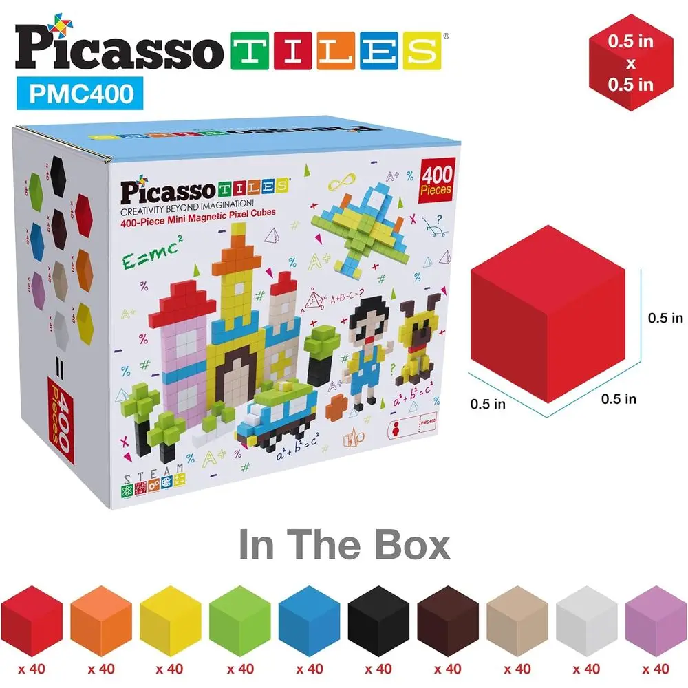 Magnetic 400-Piece Cube Puzzle - Picasso-Inspired Sensory Blocks for STEAM Learning and Creative Play