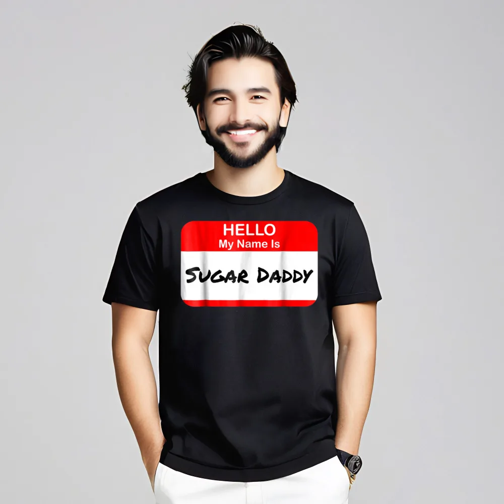Tops Tees Hello My Name Is Sugar Christmas Discount Slogan Short Sleeve Pure Cotton O Neck Mens Tshirts Slogan Tee-Shirt