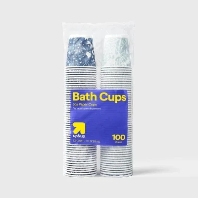 2026 New 100 Count 3oz Floral Print Disposable Paper Bath Cups, Portable Single Use Bathroom Mouthwash Cups For Daily Home Use & Guest Hosting