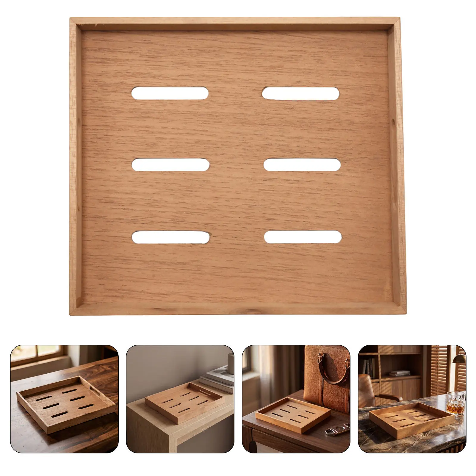 Cigar Rest Holder Display Wood Tray Serving Platter Showcase Accessory Presentation Organization Cedar Cabinet