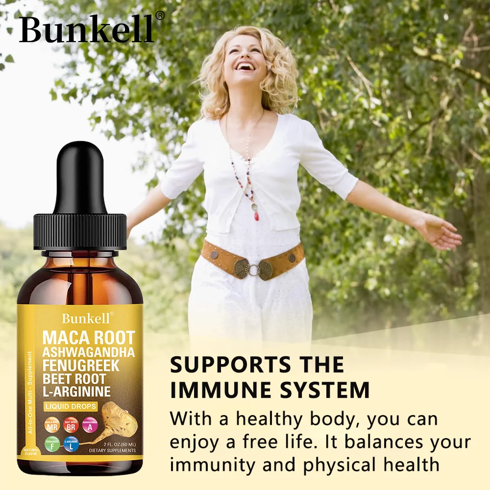 قطرات سائل جذر الماكا - 60 مل، مع الفيتامينات السائلة المتعددة من فينجريك بيترو، المزاج، الطاقة، المناعة، مكمل دعم الحيوية