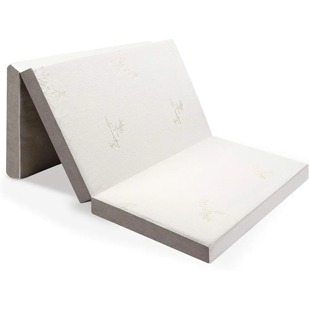 

Portable Twin Size 4 Inch Folding Mattress with Medium Foam, Washable Cover, for Travel and Camping, 75x38 inches